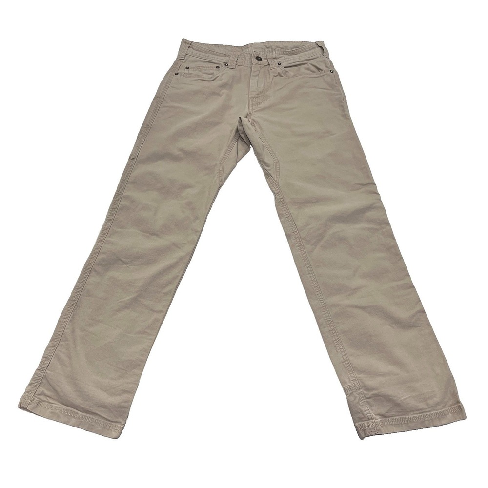 Prana Jeans Straight Leg Light Wash Brown Taupe 5 Pockets Button Zip 30W X 32L